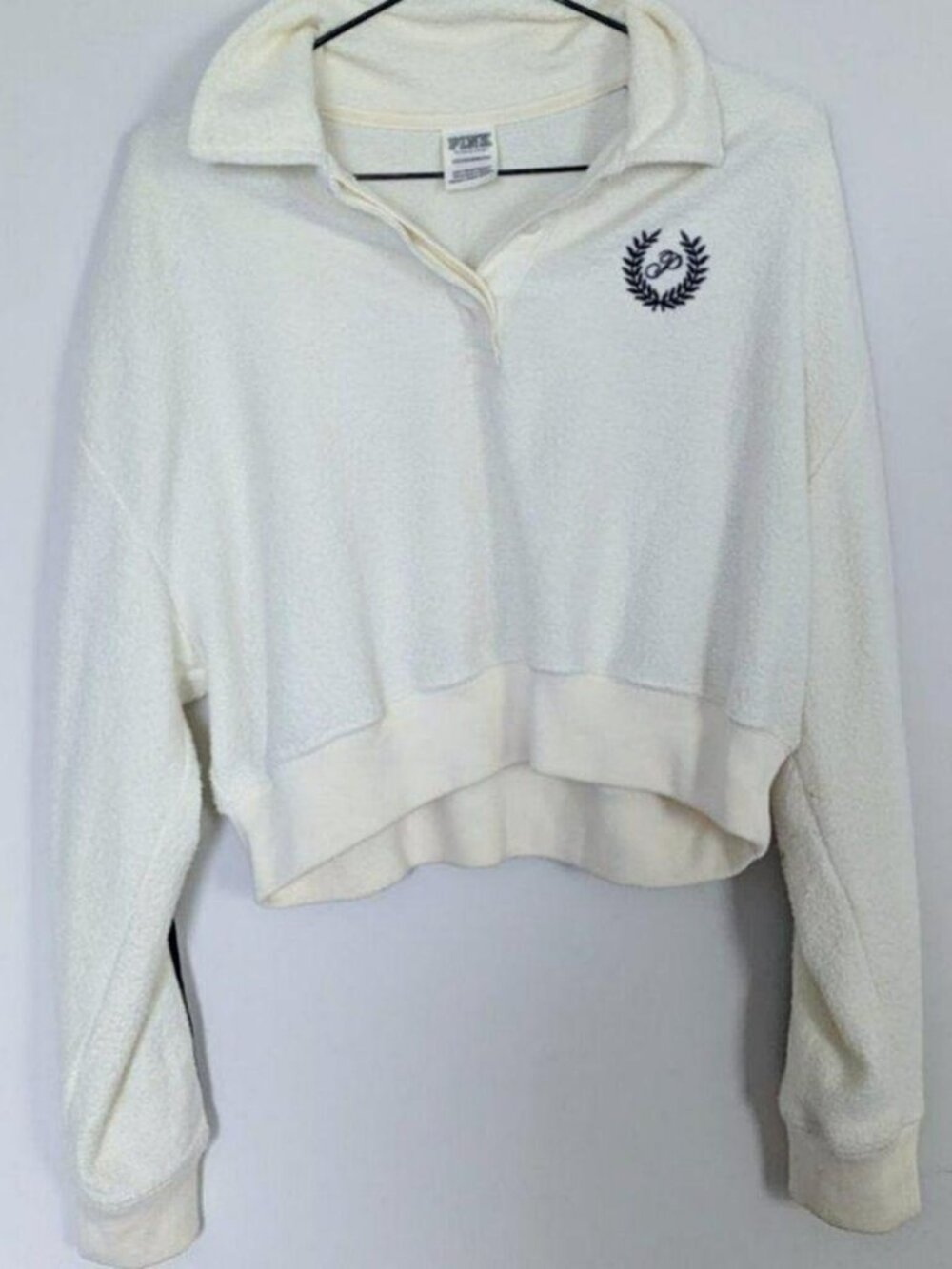 VS Pink Collared off white black striped sweater size XS